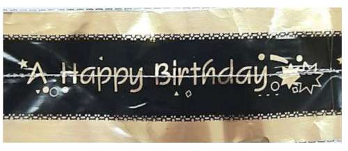 Happy Birthday Cake Frill - Black and Gold